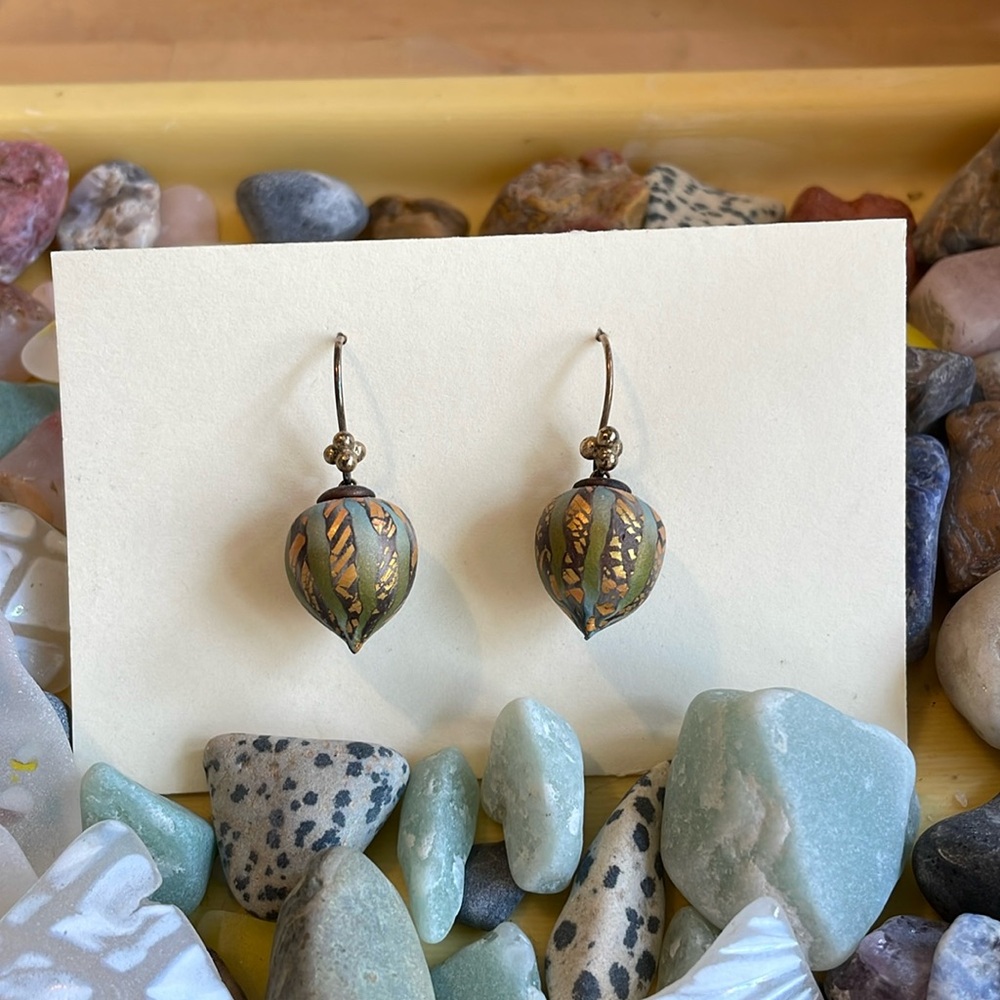 Vintage Elise Winters earrings stunning 1990’s drop dangle polymer clay …